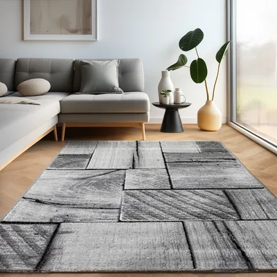 Produktbild von Moderner Designteppich mit dynamischem Schwungmuster - stilvoll und ausdrucksstark, Größe: 120 x 170 cm, Farbe: Schwarz-5
