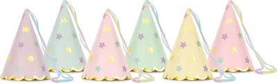 Produktbild von PartyDeco Sternchen-Hüte Mix 14 5 cm 1 Packung 6 Stück