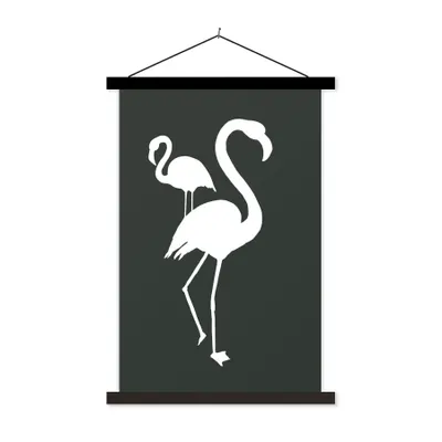 Produktbild von MuchoWow® Textilposter Illustration - Flamingo - Weiß 40x60 cm mit schwarzem Rahmen - Wanddekorationen