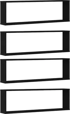 Image de Étagères murales cube 4 pcs chêne noir 100x15x30 cm bois