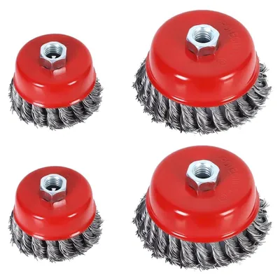 Immagine prodotto di Set di spazzole metalliche - Spazzole in filo per smerigliatrice angolare - Set da 4 pezzi - Adatte per pulizia e smerigliatura - 75 e 100 mm - Ideali per rimuovere la ruggine...