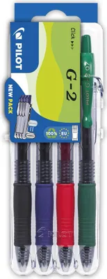 Produktbild von Gelschreiber G2-7 - 0,4 mm 4er Eco-Set sortiert. Packung mit 12 Stück