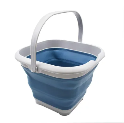 Klappbarer Quadrat-Eimer 8,5 l, 31x31 cm, Grau/Stahlblau