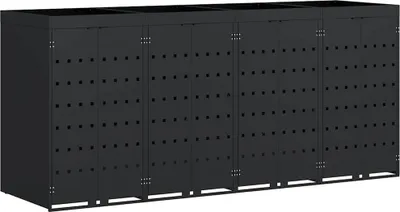 Obrázek produktu pro vidaXL Odpadkový koš na vozíku pro 4 koše černý 272 x 77,5 x 121,5 cm