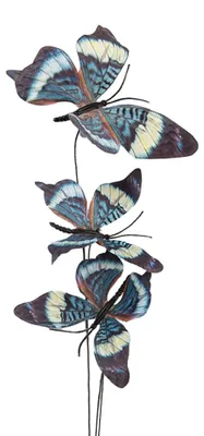 Produktbild von Clayre & Eef Dekoration Ast Schmetterling 10x10x65 cm Blau Textil