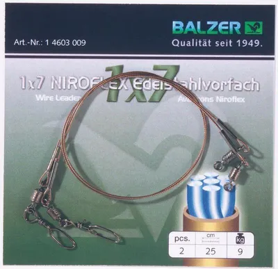 Produktbild von Balzer 1x7 Niroflex Karabiner/Wirbel 25cm 12kg