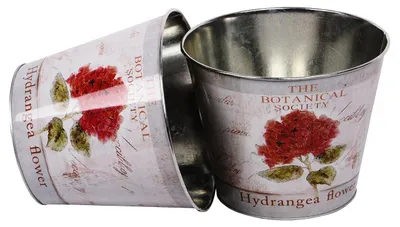 Produktbild von 2-teiliges Zink-Blumentopf-Set 21 cm Rot