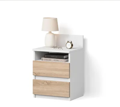 Immagine prodotto di Comodino Livinity Roya Bianco/Sonoma 39.6 x 59.1 cm con 2 cassetti, Model 62512