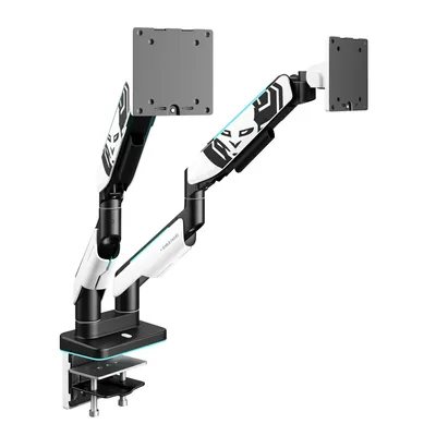 Produktbild von Diablo X-Arm Doppel Monitor Halterung Bildschirmhalterung LED RGB Monitorarm 17–49 Zoll Weiß