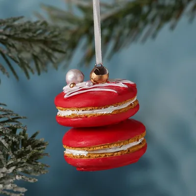 Produktbild von Weihnachtsbaumschmuck MACARON - Polyresin - inkl. Aufhänger - matt - H: 6,5cm - rot