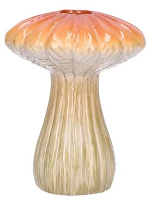 Produktbild von Dekovase Pilz Shiitake2 H. 13,2cm D. 10cm orange creme braun Keramik Duif