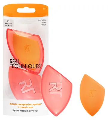 Produktbild von Real Techniques Miracle Complexion Sponge + Travel Sponge Case, Abgerundet, Latex, 2 Stück(e)