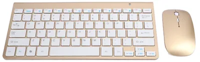 Obrázek produktu pro Bezdrátová sada klávesnice a myši – ultratenká, tichá, mini, pro domácí kancelář, počítačové příslušenství, 2,4 GHz (zlatá)
