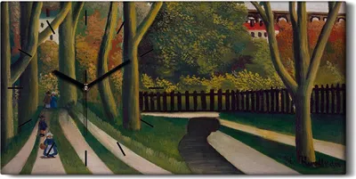 Produktbild von Leinwand Uhr Küche Wohnzimmer Bild 60x30 Malerei Wald Bäume Pfade Kunst - schwarze Hände
