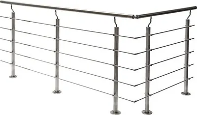 Produktbild von Pertura Geländer-Komplettset Hestia L-Form Edelstahl mit Rundstäbenfür Bodenmontage B: 10 m