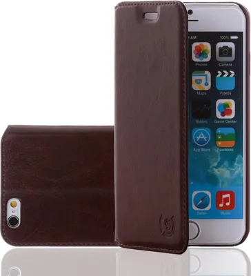 Produktbild von Apple Iphone 6 Plus Echt-Leder numia Flipcover Braun