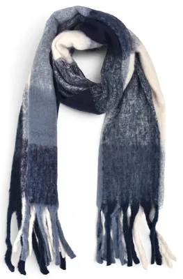 Produktbild von styleBREAKER Damen Webschal mit Karomuster | Kuscheliger Winterschal mit langen Fransen | Weiches Schultertuch 50 x 190 cm | Oversize Stola warm & pflegeleicht