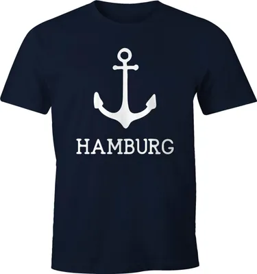 Produktbild von Herren T-Shirt mit Anker Aufdruck Hamburg Moonworks® navy 3XL