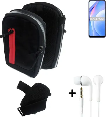 Produktbild von K-S-Trade Outdoor Gürteltasche Holster Umhängetasche + Kopfhörer kompatibel mit Xiaomi Mi 10T Lite schwarz Handy Tasche Case travelbag Schutzhülle