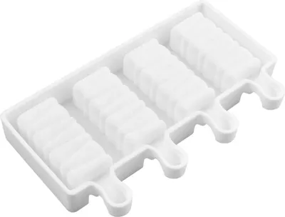 Produktbild von Silikon Eisform für Eis am Stiel mit Muster, 4er Form, 19,6 x 11,5x 2,4 cm, 105g
