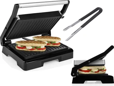 Produktbild von Elektro Kontaktgrill mit Grillzange, Low Fat Multigrill Schwimmdeckel 1000Watt