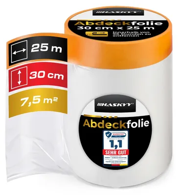 Produktbild von Abdeckfolie Malerfolie Baufolie 30cm x 25m 7,5m² Abdeckband Goldband Masker Tape