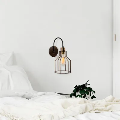 Immagine prodotto di Opviq, applique in metallo, nera e in stile vintage, 17 x 25 cm, altezza 36 cm, E27 max 40 W, IP20 | Design elegante e industriale per interni moderni.