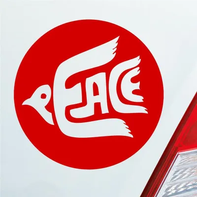Produktbild von Auto Aufkleber Peace 70s Weltfrieden Taube Frieden 10x10 cm Rot Sticker Heckscheibenaufkleber