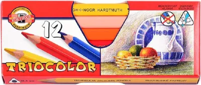 Image de Koh-i-noor Crayons de couleur TRIOCOLOR triangulaire épais 12 pièces dans une boîte en papier