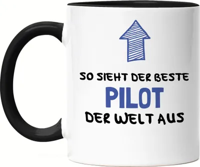 Produktbild von So Sieht Der Beste Pilot Der Welt Aus Tasse Schwarz Geschenk Piloten-Tasse Flugzeug Airline