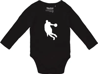 Produktbild von Huuraa Baby Body Basketball Silhouette 62 Black  Baumwolle Fairtrade Langarmbody Geschenkidee