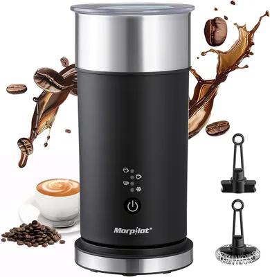 Produktbild von Elektrischer Milchaufschäumer 4 in 1, 240ml, 400W, heißer & kalter Milchschaum, Edelstahl Antihaft, schnell & leise, für Latte & Cappuccino
