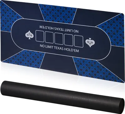 Image de Tapis de poker Relaxdays, 120 x 60 cm, pour Texas Hold'em, antidérapant, imperméable, tapis de poker avec manchon, 10 joueurs, bleu