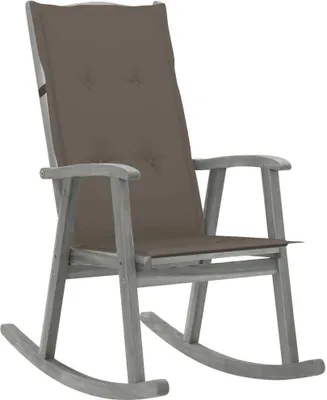 Image de Chaise à bascule avec coussins Gris Bois d'acacia massif