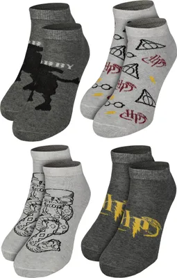 Produktbild von Harry Potter Socken für Herren - Hogwarts Männer Sneaker Strümpfe Grau (4er Pack) 43-46