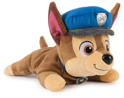 Image de Peluche Chase de PAW PATROL GUND, peluche officielle Chase « Lounging », peluche lestée, jouet sensoriel pour les enfants à partir de 1 an, 20 cm