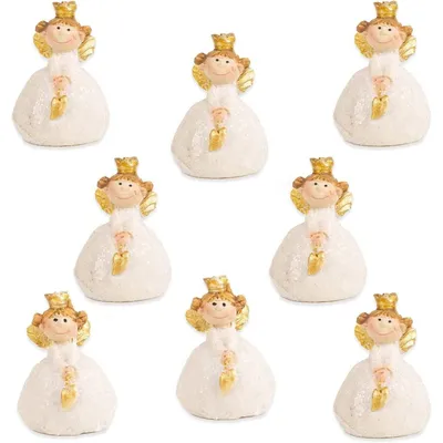 Produktbild von 8 kleine goldene Schutzengel Figuren - Mini Engel 3,5 cm