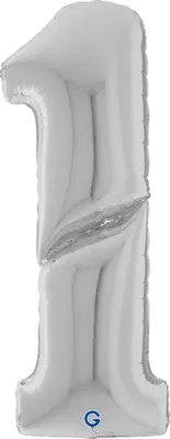 Produktbild von Riesenzahl Giant - Folienballon 64"/162cm - Silber Zahl: 1