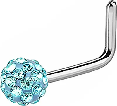 Produktbild von Nasenpiercing Stecker Nasenstecker Ferido Kristall gebogen L-Form Nose Stud Shamballa