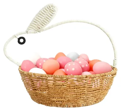 Immagine prodotto di Cesto in rattan decorativo con manici a forma di coniglio