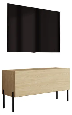 Obrázok produktu pre TV skrinka, nožičky čierne, drevo dub, povrchová úprava: olej, rozmer: 100 x 32 x 52 cm