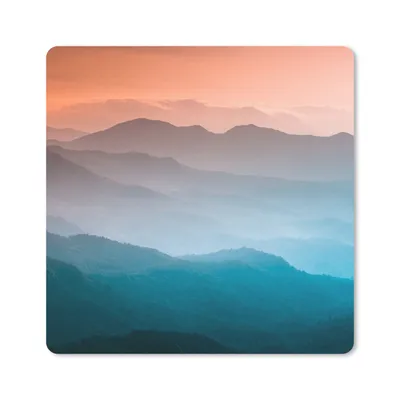 Produktbild von MuchoWow® Mauspad Mousepad Berge - Sonne - Orange - Natur 20x20 cm - Mousepads - Maus Mat - Pad - Mausunterlage - Desk Mat - Bureauartikeln