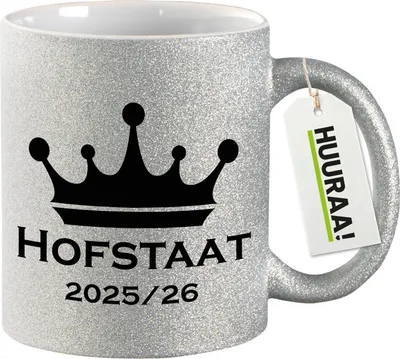Produktbild von Huuraa Glitzertasse Hofstaat 2025/26 Schützenfest 330ml Silber Keramik Kaffeebecher Geschenkidee