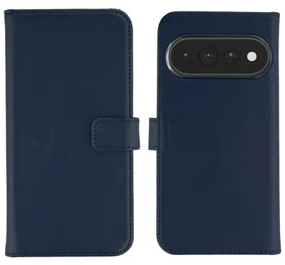 Imagen del producto de Funda tipo libro de cuero genuino Selencia para Google Pixel 11 / 11 Pro - Azul oscuro