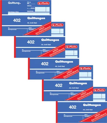 Produktbild von Herlitz Quittungsblock 402, selbstdurchschreibend, A6 quer, 2 x 40 Blatt (5 Stück)