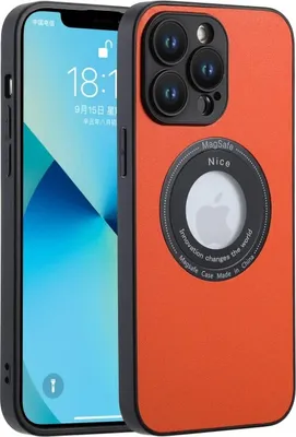 Produktbild von MagSafe Hülle für iPhone 15 Handy Schutz Silikon Magnet Case Tasche Kunstleder - ORANGE