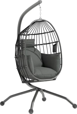 Produktbild von Hängesessel Outdoor Hängender Outdoor-Schaukelstuhl faltbarem Korbsitz Schwarz