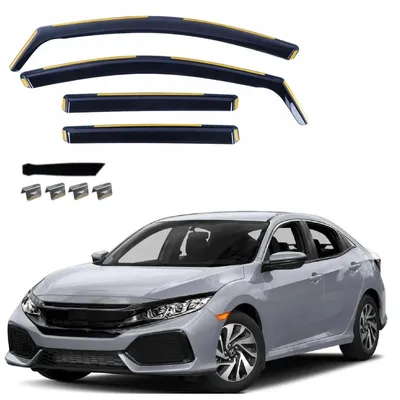 Image de Ensemble de 4 déflecteurs de vent pour HONDA CIVIC X, modèle hatchback / Type-R FK8, de 2016 à 2022