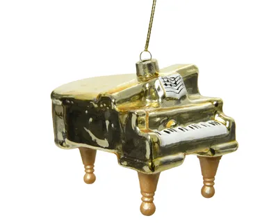 Produktbild von Christbaumschmuck Glas Klavier 10cm hellgold, 1 Stück