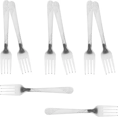 Produktbild von 8 Edelstahl Steakgabeln mit Prägung für Grill und Picknick, wiederverwendbar und robust